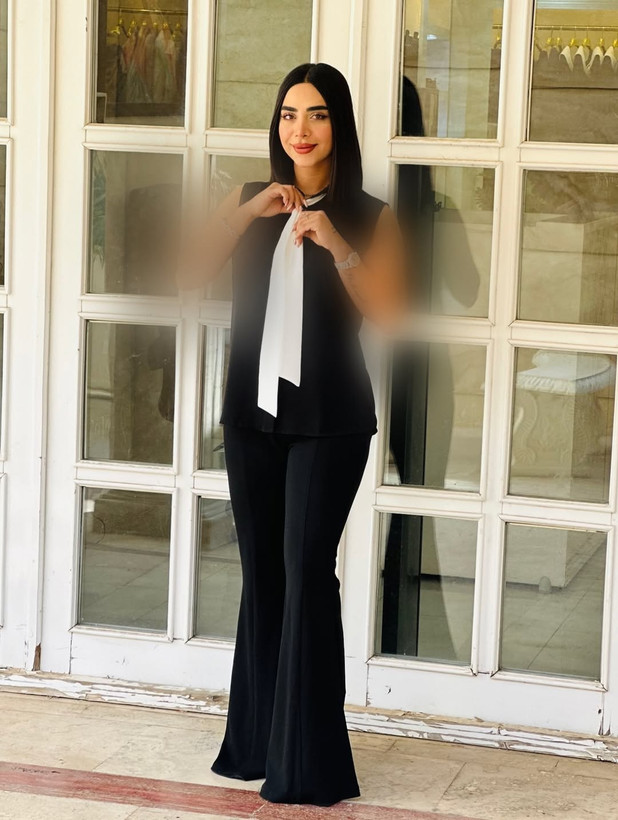 ست دوتیکه تک و ست تاپ کرواتی و شلوار دمپا مجلسی مشکی